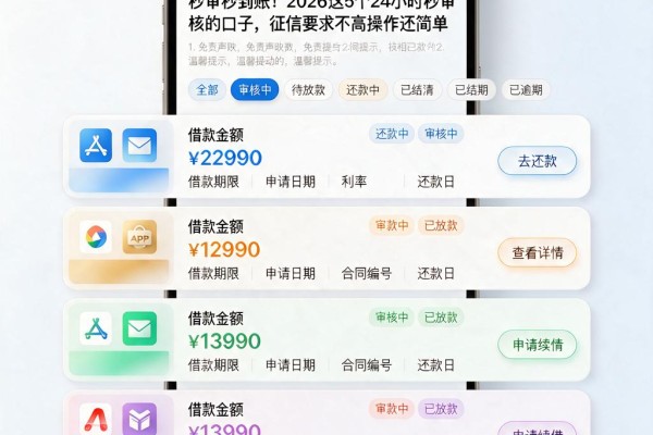 秒审秒到账!2026这5个24小时秒审核的口子,征信要求不高操作还简单