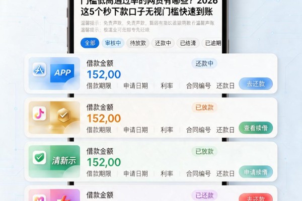 门槛低高通过率的网贷有哪些？2026这5个秒下款口子无视门槛快速到账