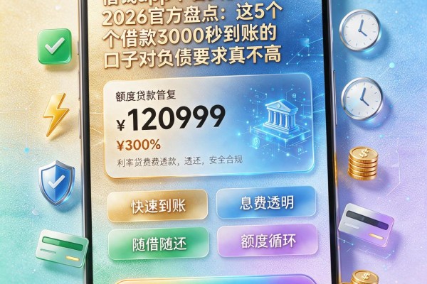 借钱app不看负债！2026官方盘点：这5个借款3000秒到账的口子对负债要求真不高