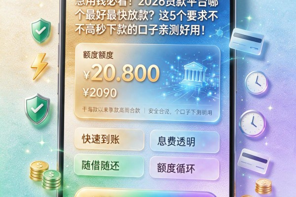 急用钱必看！2026贷款平台哪个最好最快放款？这5个要求不高秒下款的口子亲测好用