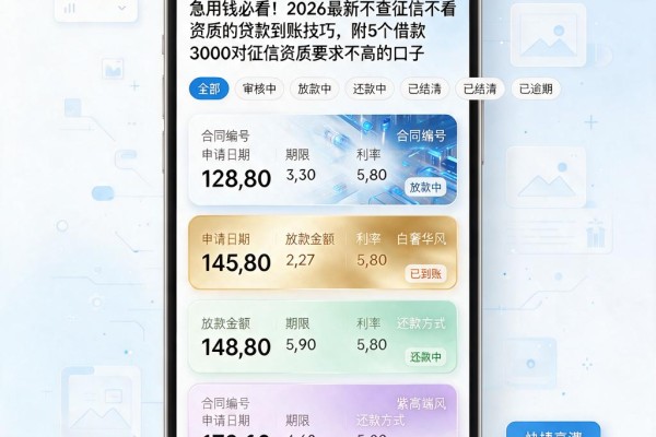 急用钱必看!2026最新不查征信不看资质的贷款到账技巧,附5个借款3000对征信资质要求不高的口子