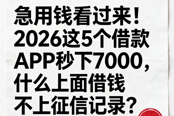 急用钱看过来！2026这5个借款APP秒下7000，什么上面借钱不上征信记录？