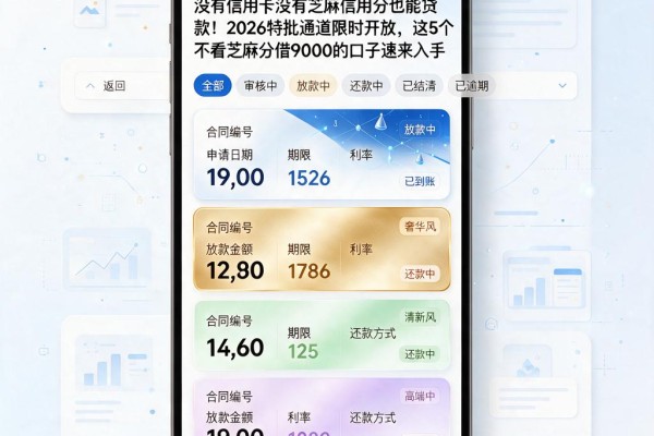没有信用卡没有芝麻信用分也能贷款！2026特批通道限时开放，这5个不看芝麻分借9000的口子速来入手