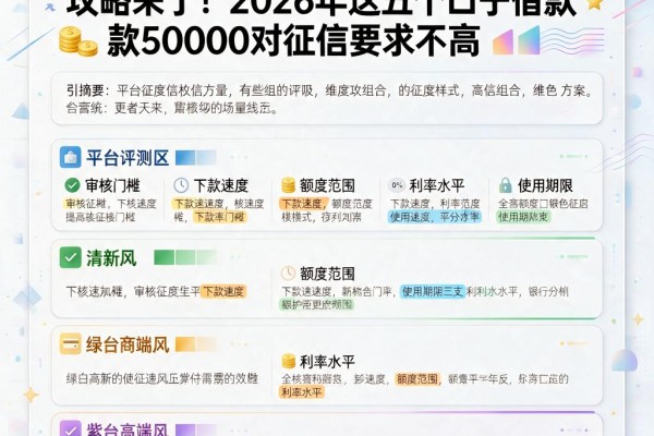不查征信的手机APP内部额度攻略来了!2026年这五个口子借款50000对征信要求不高