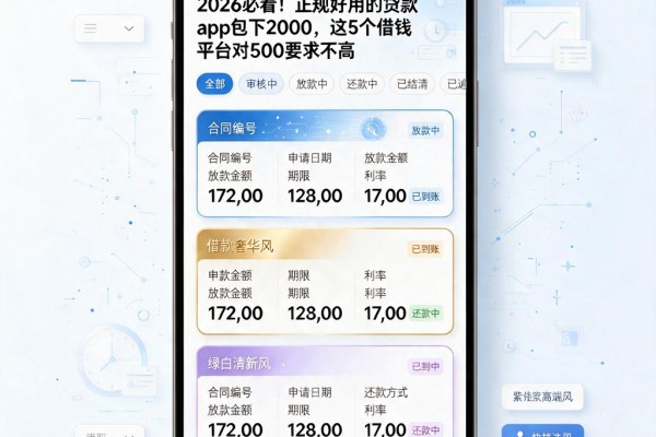 2026必看!正规好用的贷款app包下2000,这5个借钱平台对500要求不高