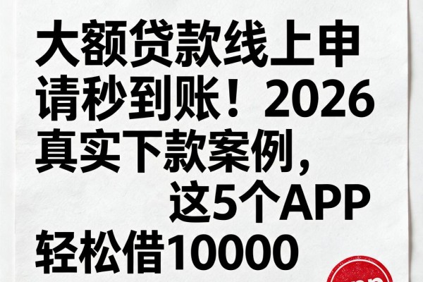 大额贷款线上申请秒到账!2026真实下款案例,这5个APP轻松借10000