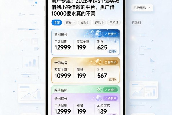 黑户专属！2026年这5个最容易借到小额借款的平台，黑户借10000要求真的不高
