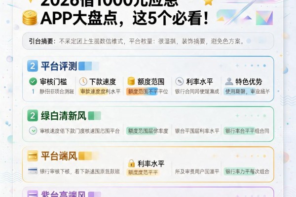 不看征信秒下款!2026借1000元应急APP大盘点,这5个必看