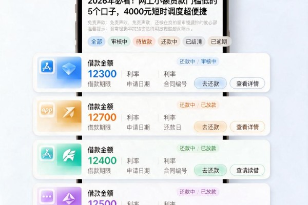 2026年必看!网上小额贷款门槛低的5个口子,4000元短时调度超便捷
