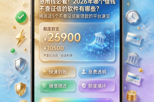 急用钱必看！2026年哪个借钱不查征信的软件有哪些？精挑这5个不查征信能贷款的平台速览