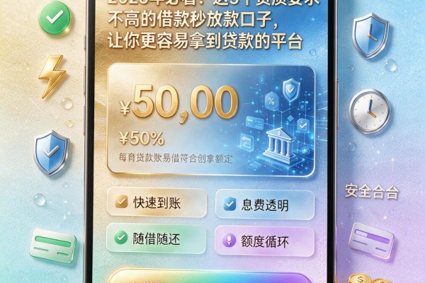 2026年必看！这5个资质要求不高的借款秒放款口子，让你更容易拿到贷款的平台