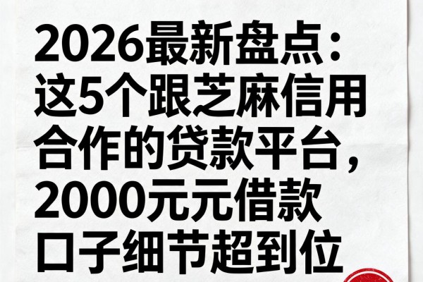 2026最新盘点：这5个跟芝麻信用合作的贷款平台，2000元借款口子细节超到位