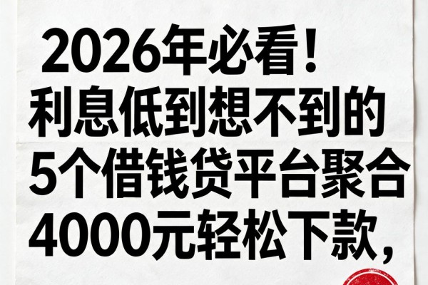 2026年必看！利息低到想不到的5个借钱贷平台聚合，4000元轻松下款