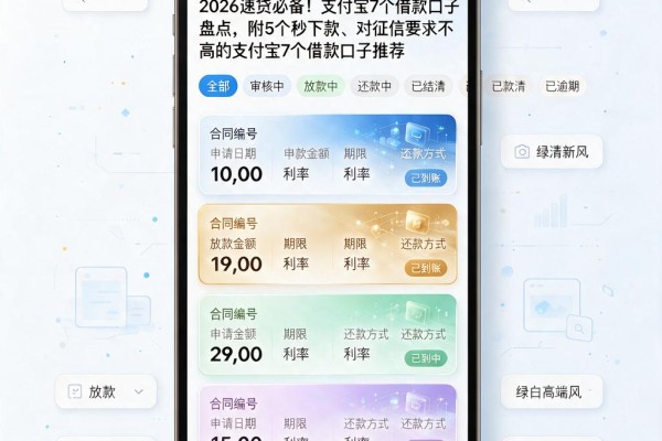 2026速贷必备!支付宝7个借款口子盘点,附5个秒下款、对征信要求不高的支付宝7个借款口子推荐