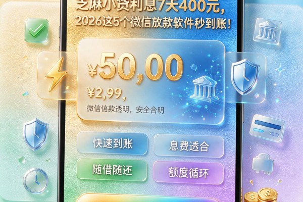 芝麻小贷利息7天400元，2026这5个微信放款软件秒到账！