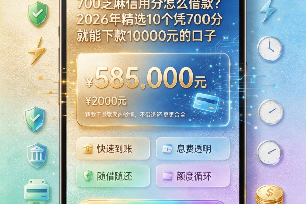 700芝麻信用分怎么借款?2026年精选10个凭700分就能下款10000元的口子