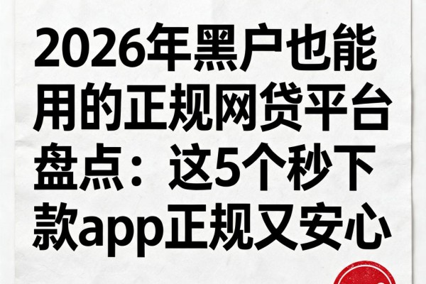 2026年黑户也能用的正规网贷平台盘点：这5个秒下款App正规又安心