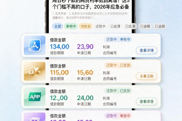 周日秒下款的网贷利率低到离谱!这5个门槛不高的口子,2026年应急必备