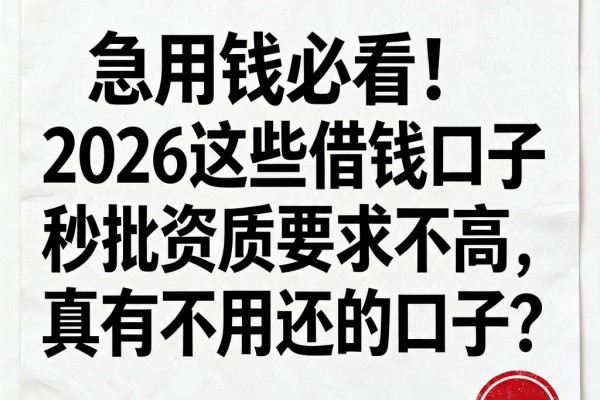 急用钱必看！2026这些借钱口子秒批资质要求不高，真有不用还的口子？