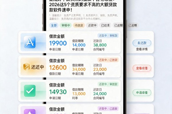 正规好下款快点的借款平台有哪些？2026这5个资质要求不高的大额贷款软件速申！