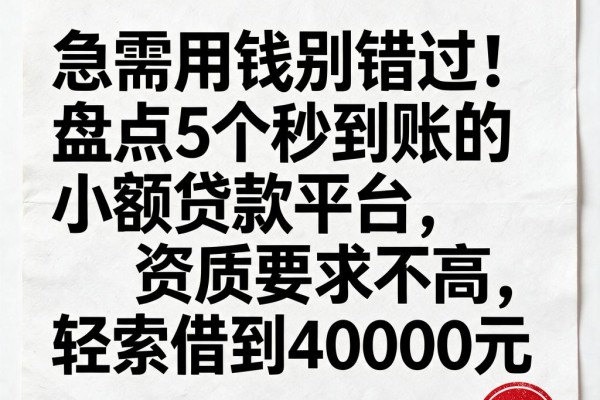 急需用钱别错过!盘点5个秒到账的小额贷款平台,资质要求不高,轻松借到40000元
