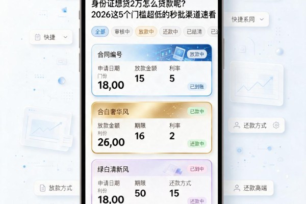 身份证想贷2万怎么贷款呢?2026这5个门槛超低的秒批渠道速看