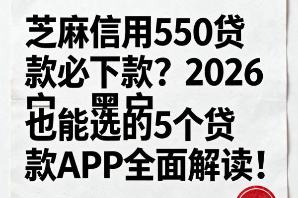 芝麻信用550贷款必下款？2026黑户也能选的5个贷款APP全面解读！