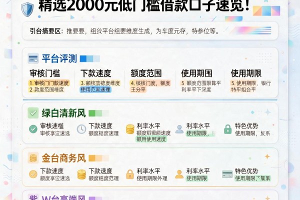 5个门槛不高的小额贷款平台真心推荐!精选2000元低门槛借款口子速览
