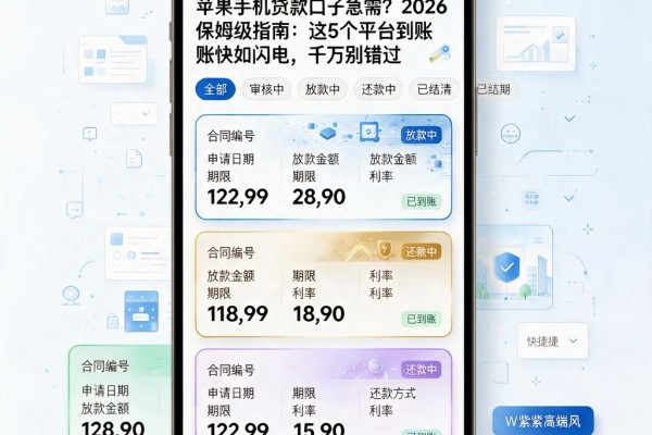 苹果手机贷款口子急需?2026保姆级指南:这5个平台到账快如闪电,千万别错过