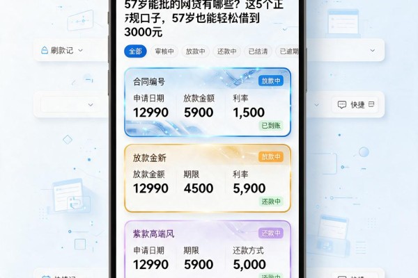 57岁能批的网贷有哪些？这5个正规口子，57岁也能轻松借到3000元