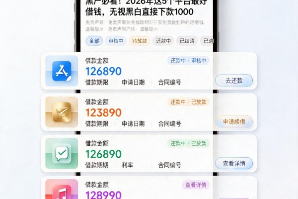 黑户必看!2026年这5个平台最好借钱,无视黑白直接下款1000