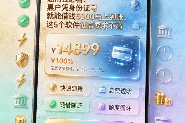 急用钱必看!黑户凭身份证号就能借钱5000马上到账,这5个软件征信要求不高