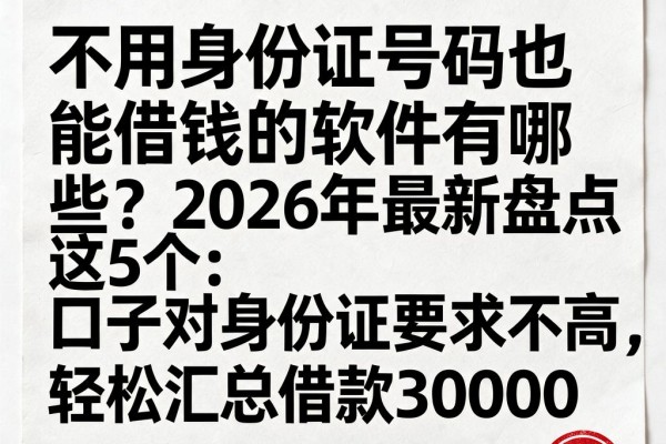 不用身份证号码也能借钱的软件有哪些?2026年最新盘点:这5个口子对身份证要求不高,轻松汇总借款30000