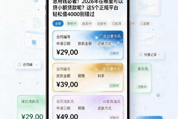 急用钱必看!2026年在哪里可以贷小额贷款呢?这5个正规平台轻松借4000别错过