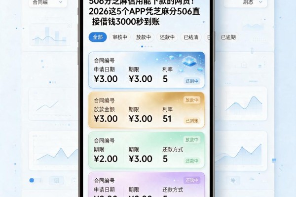 506分芝麻信用能下款的网贷!2026这5个APP凭芝麻分506直接借钱3000秒到账