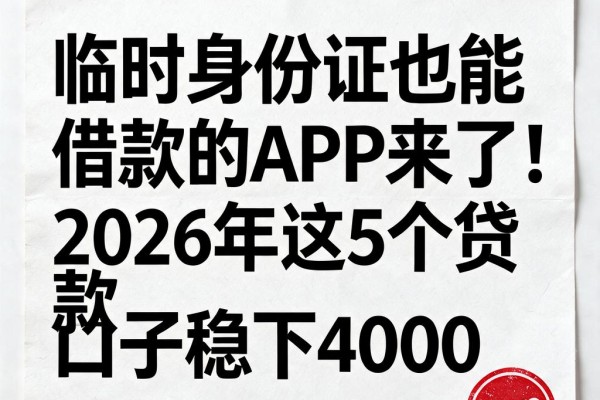 临时身份证也能借款的APP来了!2026年这5个贷款口子稳下4000
