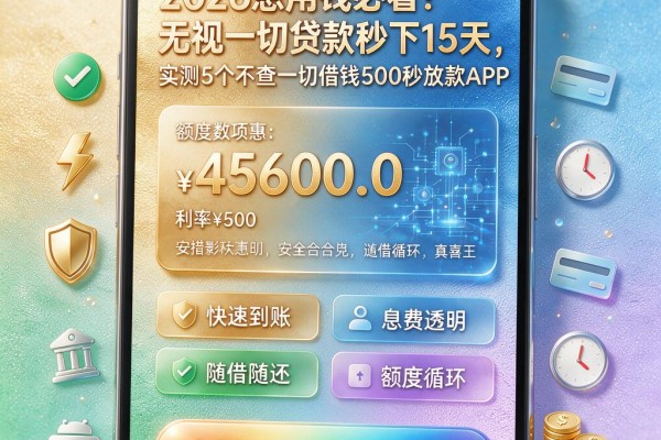 2026急用钱必看!无视一切贷款秒下15天,实测5个不查一切借钱500秒放款APP