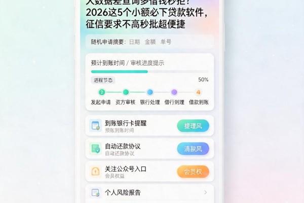 大数据差查询多借钱秒拒?2026这5个小额必下贷款软件,征信要求不高秒批超便捷