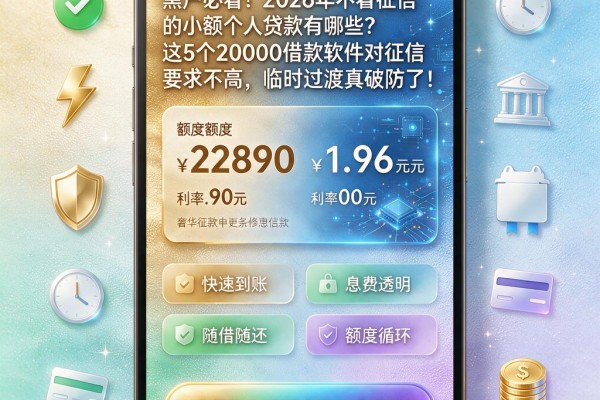 黑户必看!2026年不看征信的小额个人贷款有哪些?这5个20000借款软件对征信要求不高,临时过渡真破防了