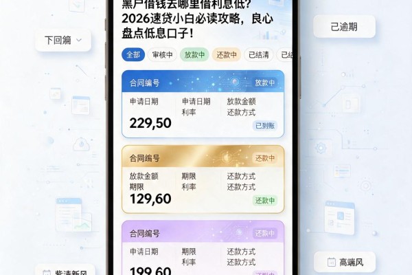 黑户借钱去哪里借利息低?2026速贷小白必读攻略,良心盘点低息口子!