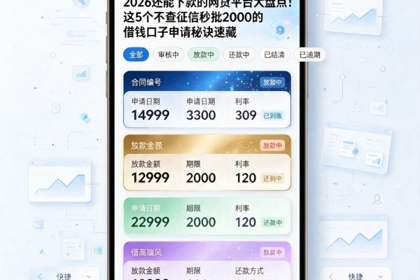 2026还能下款的网贷平台大盘点！这5个不查征信秒批2000的借钱口子申请秘诀速藏