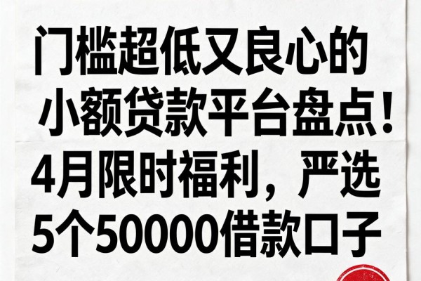 门槛超低又良心的小额贷款平台盘点!4月限时福利,严选5个50000借款口子