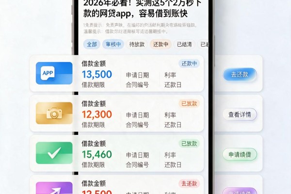 2026年必看！实测这5个2万秒下款的网贷app，容易借到账快