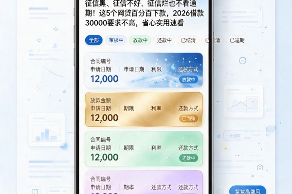 征信黑、征信不好、征信烂也不看逾期!这5个网贷百分百下款,2026借款30000要求不高,省心实用速看