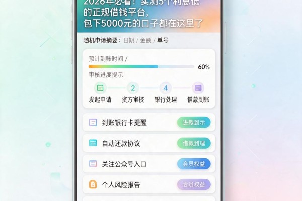 2026年必看!实测5个利息低的正规借钱平台,包下5000元的口子都在这里了