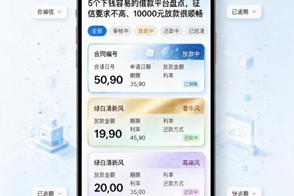 5个下钱容易的借款平台盘点,征信要求不高、10000元放款很顺畅