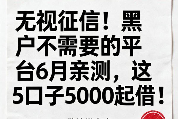 无视征信!黑户不需要的平台6月亲测,这5口子5000起借!