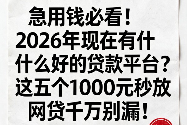 急用钱必看!2026年现在有什么好的贷款平台?这五个1000元秒放网贷千万别漏!