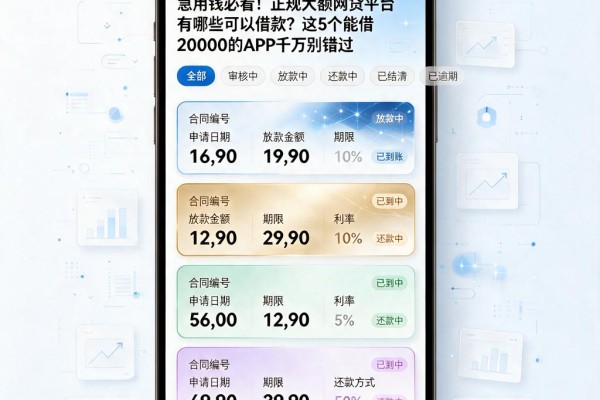 急用钱必看！正规大额网贷平台有哪些可以借款？这5个能借20000的APP千万别错过