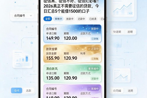 征信黑、征信不好、征信烂必看!2026真正不需要征信的贷款,今日汇总5个能借1500的口子